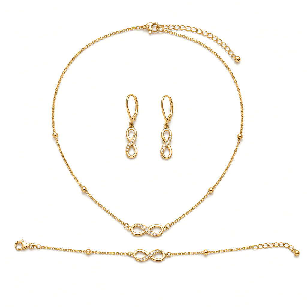 Celestia Layering Jewelry Set, Gold Tone, macro view on white background
